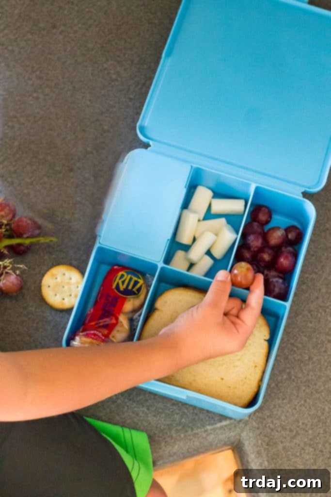 Colorful After School Snack Packs with various fruits, cheese, and RITZ crackers