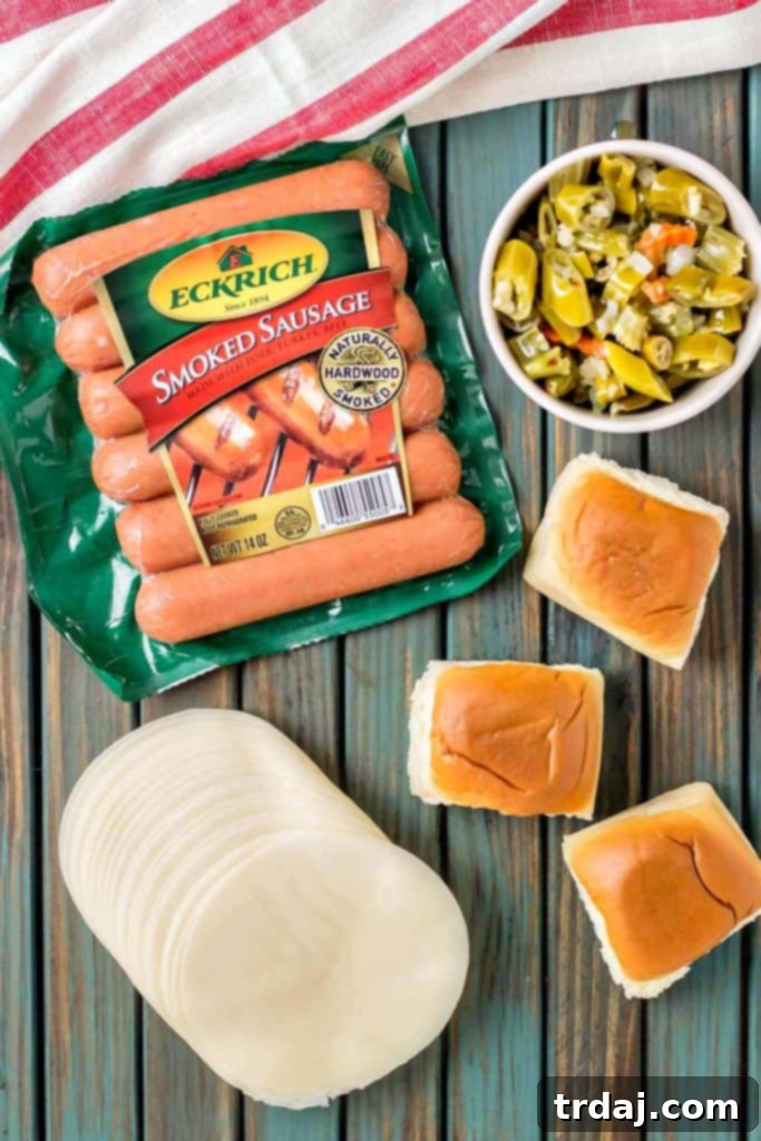 Windy City Smoked Italian Sausage Sliders 5 A close-up view of Chicago Style Italian Smoked Sausage Sliders, highlighting the texture and vibrant colors of the giardiniera.