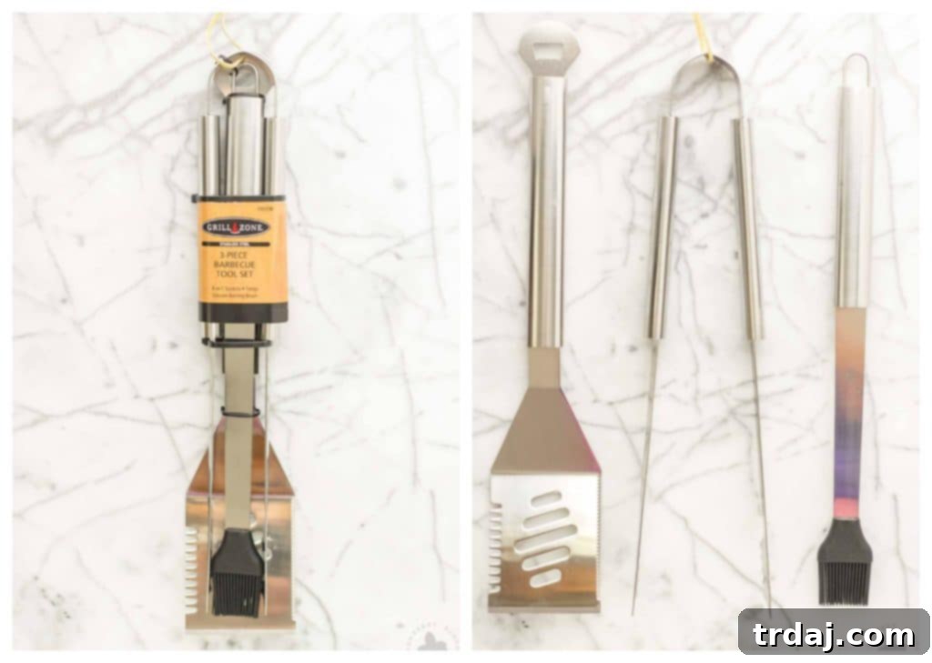 TrueValue 3PC Stainless Steel BBQ Tool Set for grilling
