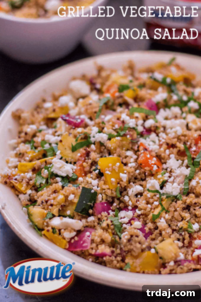 Smoky Grilled Veggie Quinoa Bowl 7 A refreshing glass of iced tea with lemon alongside a serving of Grilled Vegetable Quinoa Salad, perfect for a summer day.