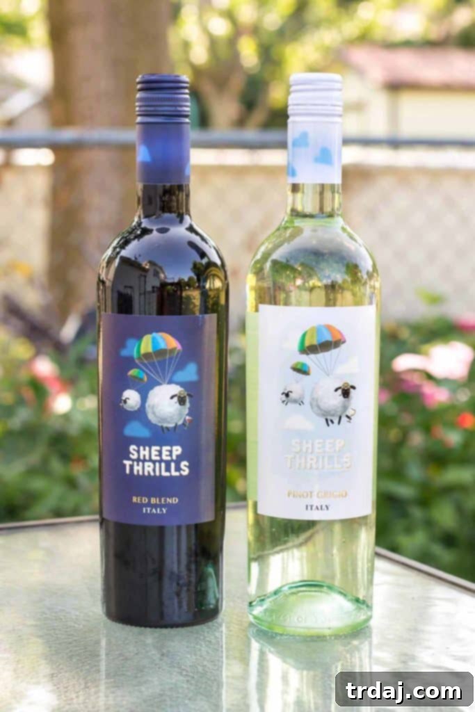 Sheep Thrills wine for family gatherings: Pinot Grigio and Red Blend options for everyone. | Strawberry Blondie Kitchen