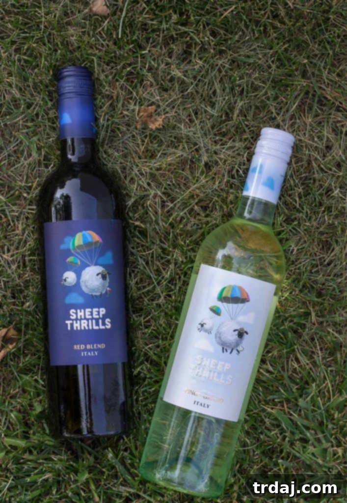 Sheep Thrills wine bottles, inviting you to discover your next adventure. | Strawberry Blondie Kitchen
