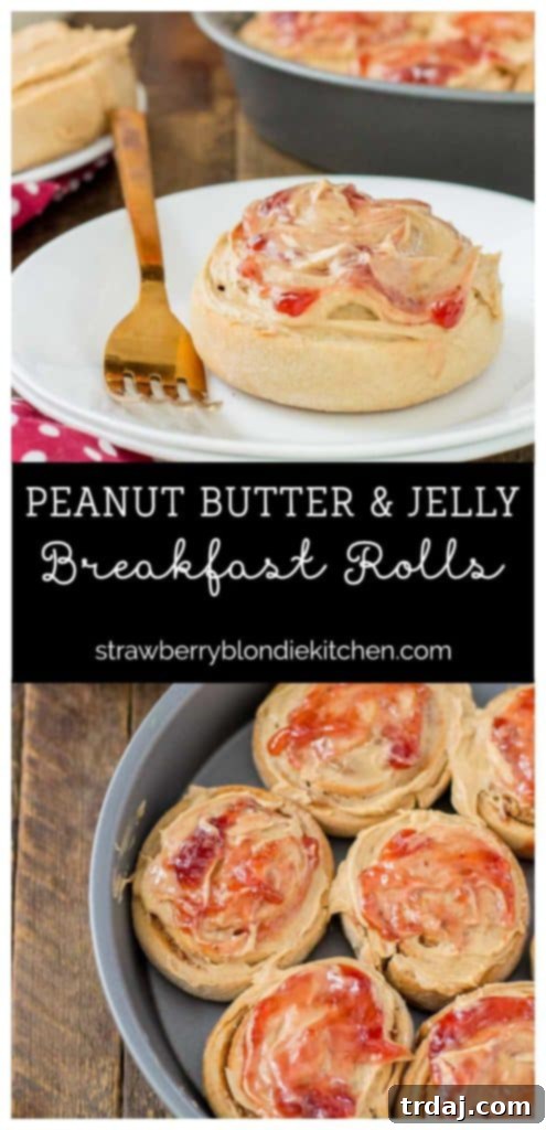 Finished plate of Peanut Butter and Jelly Breakfast rolls, showcasing their inviting appearance and ready to be served. | Strawberry Blondie Kitchen