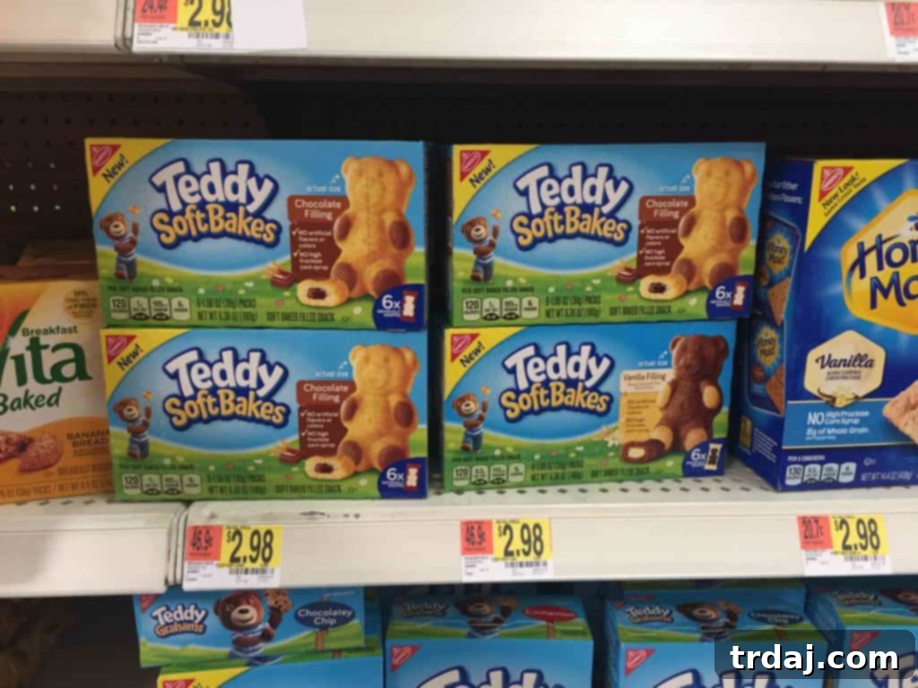 Close-up of a TEDDY SOFT BAKED Filled Snack, showing the soft texture and delicious filling.