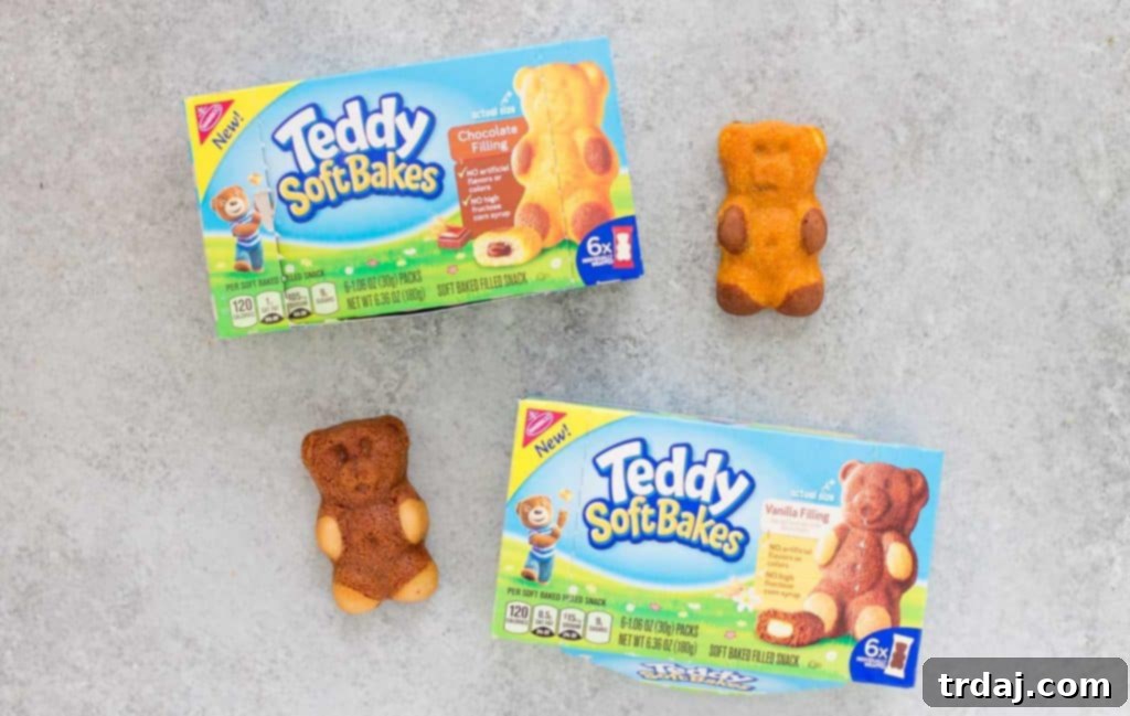 A plate of TEDDY SOFT BAKED Filled Snacks, showcasing the cute bear shape and soft texture.