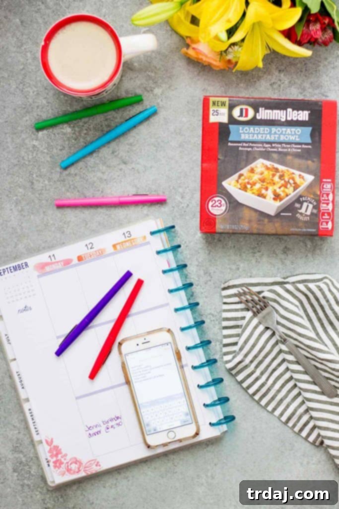 Transform your chaotic mornings into calm, productive ones with strategic planning and delicious Jimmy Dean Breakfast Bowls. Get tips for a stress-free week!