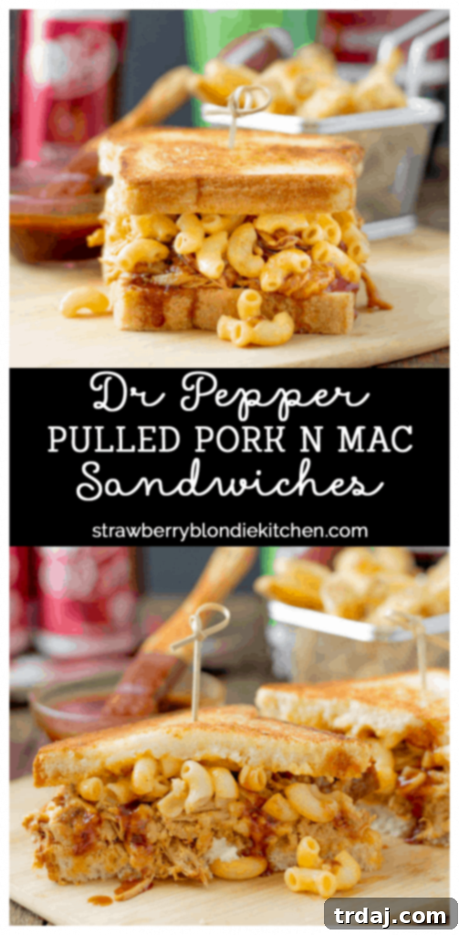 These Dr Pepper Pulled Pork n Mac Sandwiches are a combination of sweet, sharp and tangy. They’re amazing for to feed a crowd on game day, just bring extra napkins.  | Strawberry Blondie Kitchen