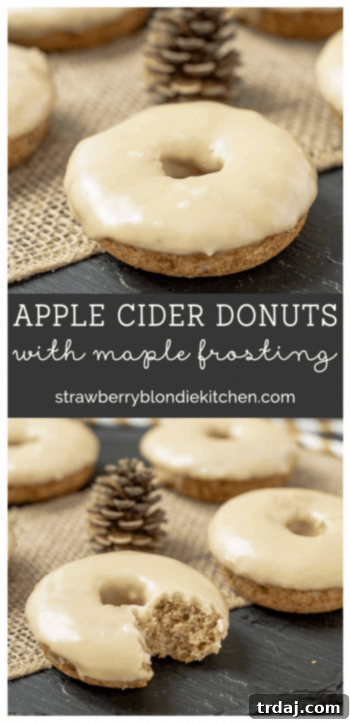 Pin this recipe: Apple Cider Donuts with Maple Frosting for fall. | Strawberry Blondie Kitchen
