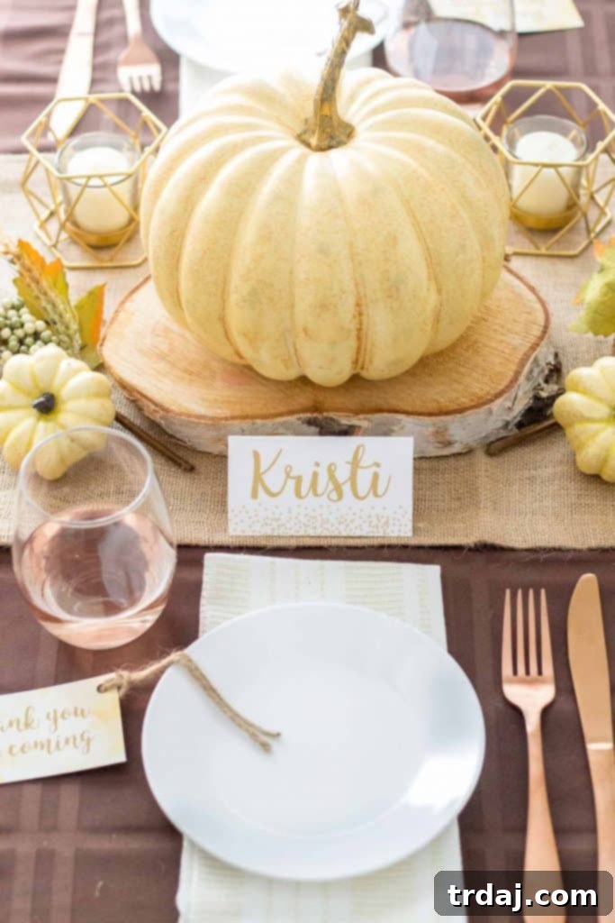 Personalized Friendsgiving place cards on a beautifully adorned table