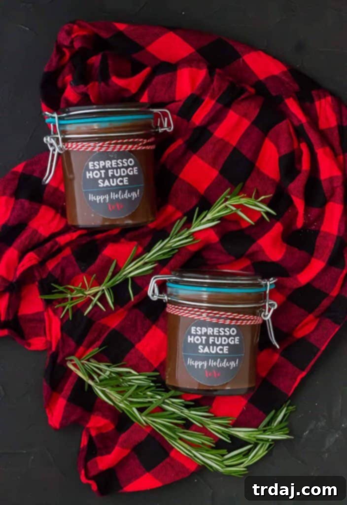 Rich Espresso Hot Fudge Sauce made in a slow cooker, perfect for holiday gifting