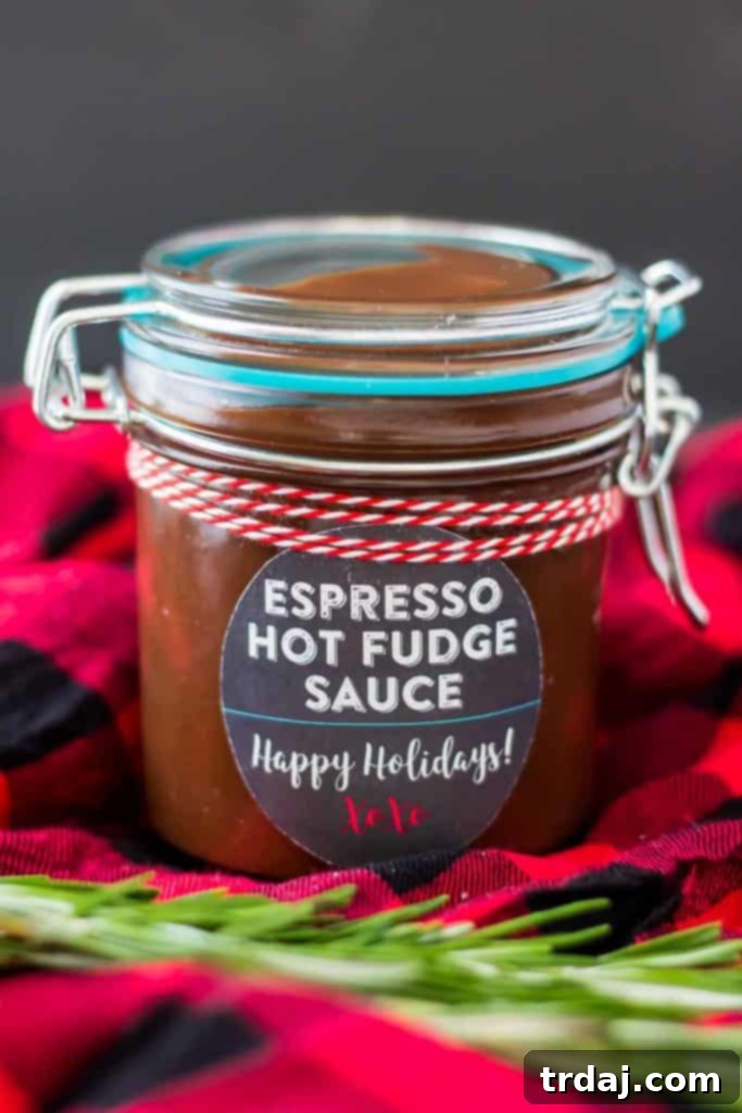 Assortment of homemade holiday food gifts, including Espresso Hot Fudge Sauce