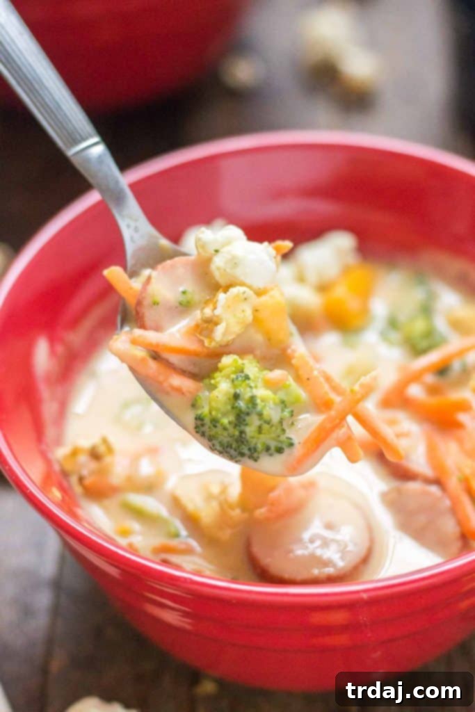 Ingredients laid out for a homemade Smoked Sausage and Beer Cheese Soup