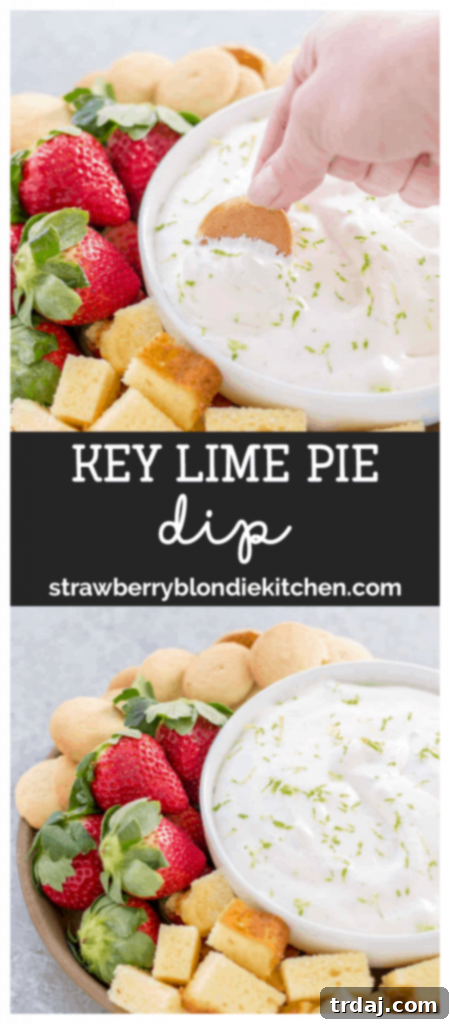 Key Lime Pie Dip ready to be served, garnished with lime slices