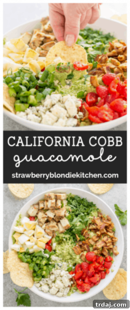 Final presentation of California Cobb Guacamole with serving suggestions