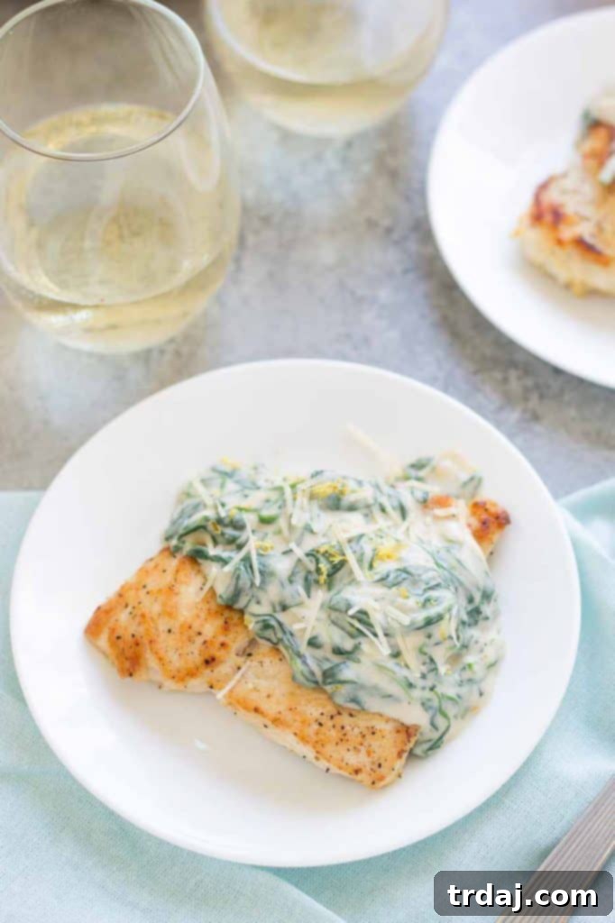 Delicious one-pan Chicken Florentine for a romantic dinner.
