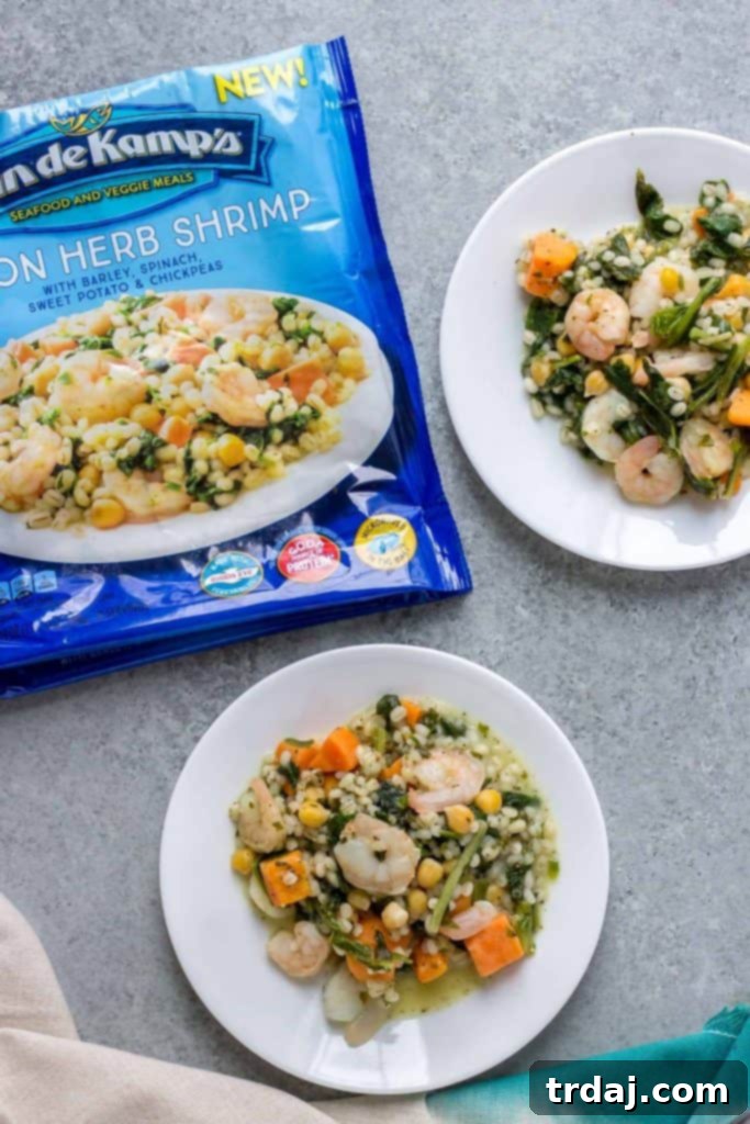 Convenience and health with Van de Kamp’s Seafood and Veggie Meals, showcasing a vibrant dish ready to eat.