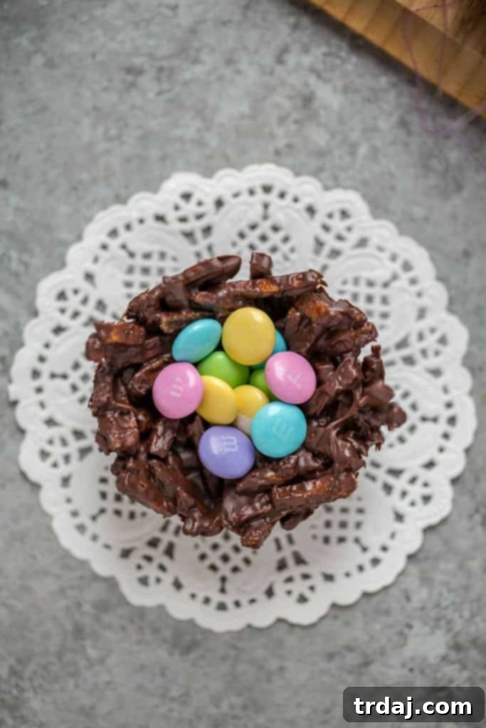 Finished Chocolate Egg Nests, beautifully presented and ready for Easter celebrations.