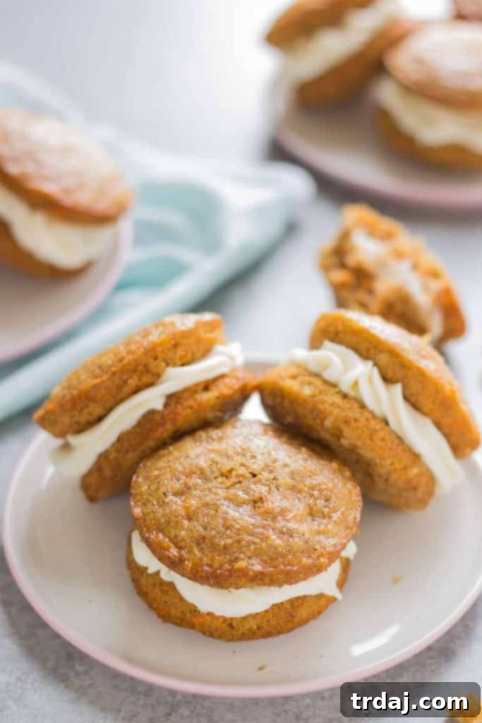 Freshly baked Carrot Cake Whoopie Pie cookies before assembly