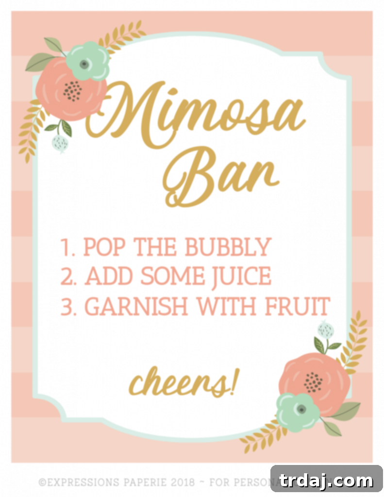 Free Printable Mimosa Bar Sign for Your Brunch and Bubbly Party