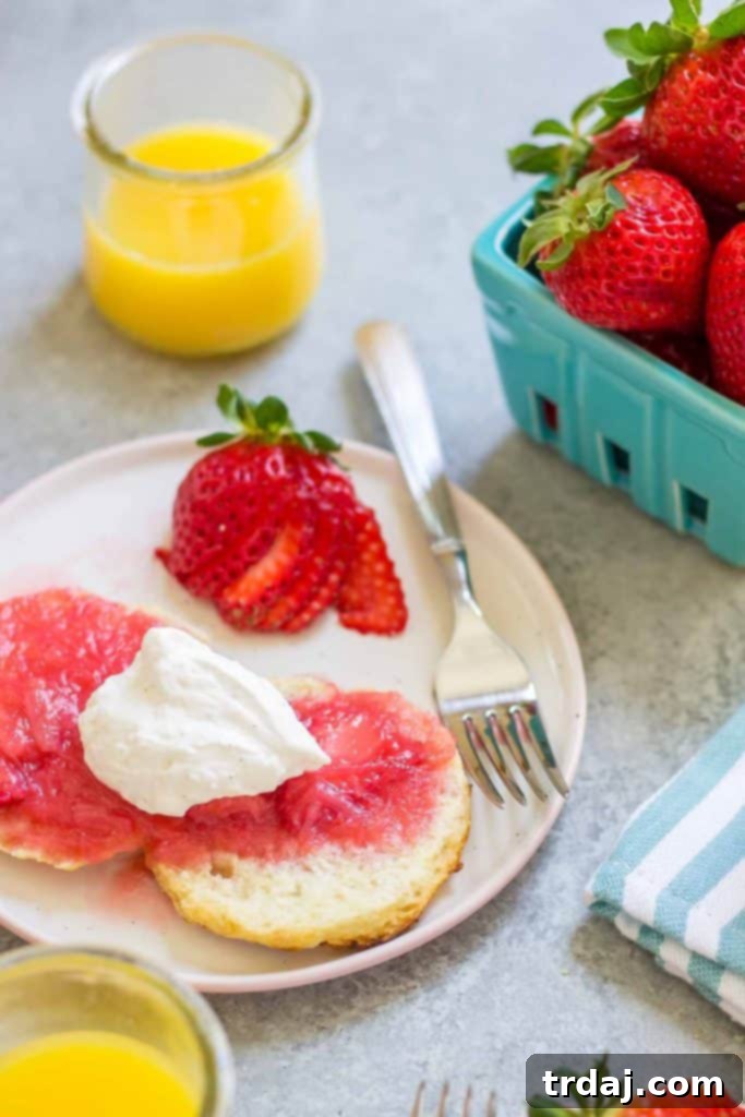 Fresh rhubarb stalks and strawberries for the shortcake recipe
