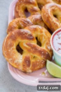 Zesty Strawberry Margarita Pretzels 2 Soft Pretzels with Strawberry Margarita Sauce