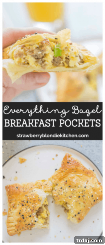 Pin graphic for Everything Bagel Breakfast Pockets