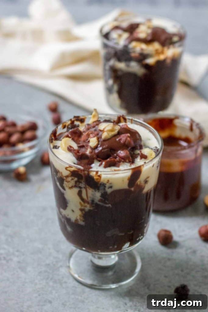 Decadent Slow Cooker Hazelnut Pudding Cake with a rich chocolate and hazelnut swirl