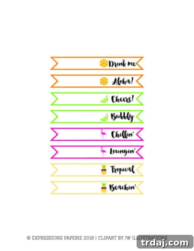 DIY Printable Tropical Straw Flags