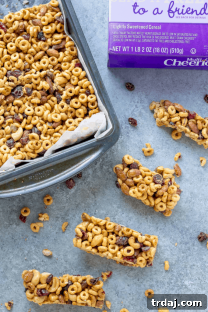 Nutritious Fruit and Nut Cheerios Bars Made with Whole Grains and Dried Fruit