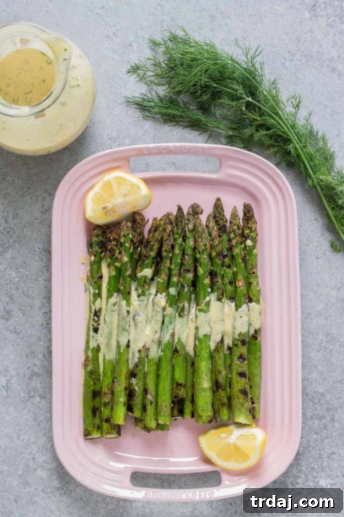 Grilled Asparagus with Mustard Dill Sauce