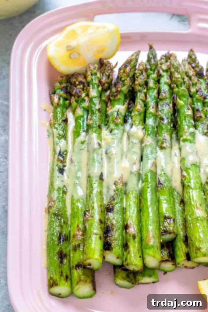 Grilled Asparagus with Mustard Dill Sauce