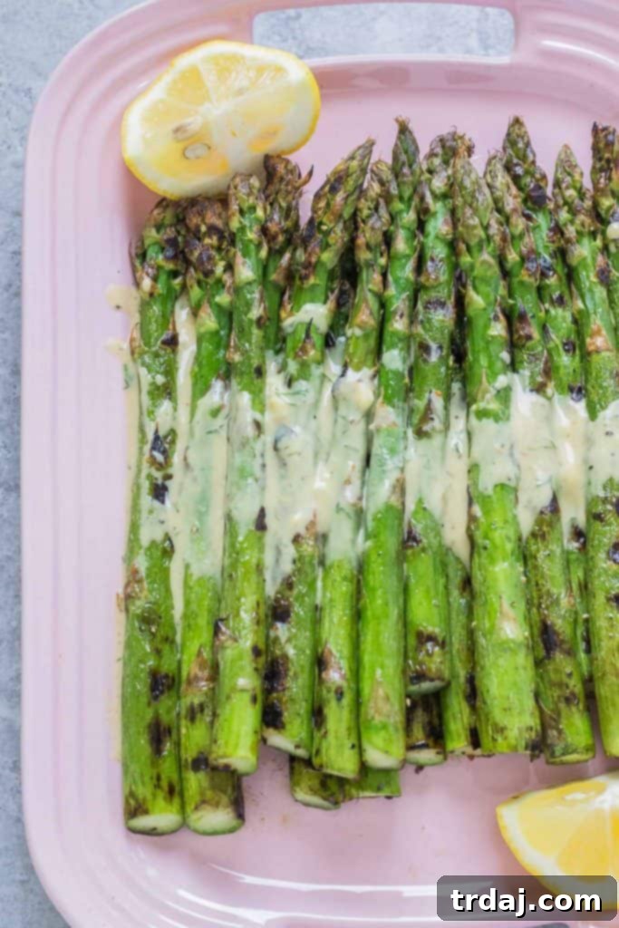 Grilled Asparagus with Mustard Dill Sauce