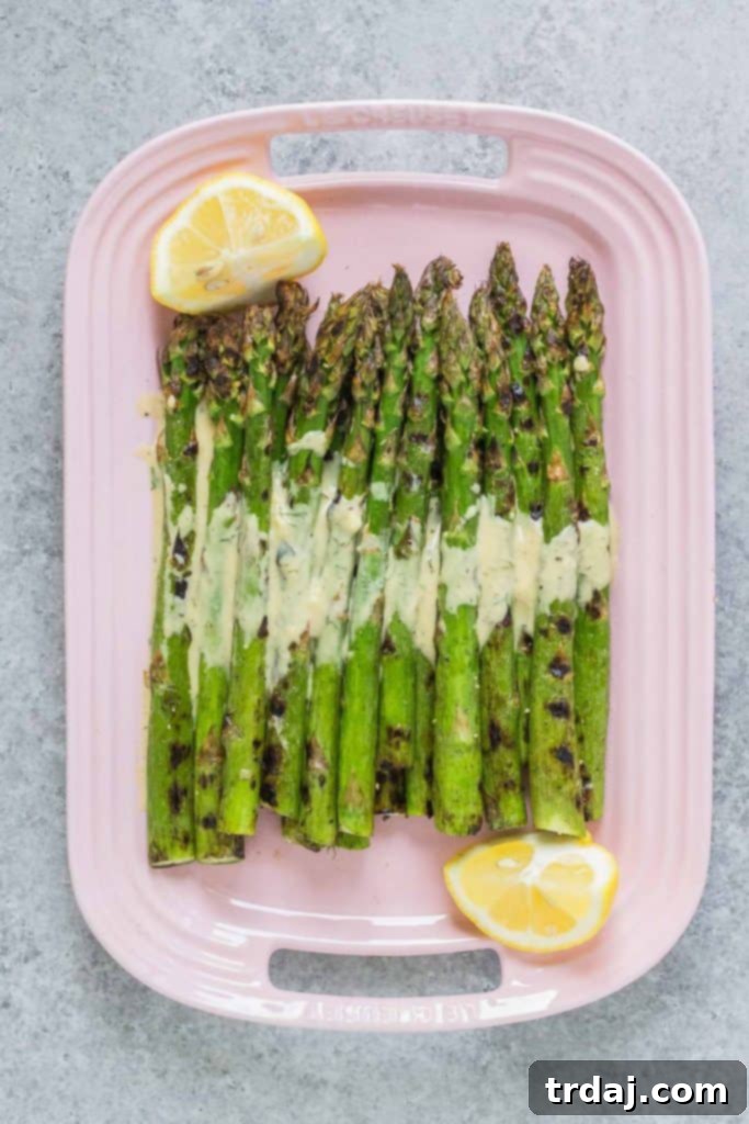 Grilled Asparagus with Mustard Dill Sauce